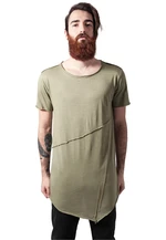 Bright olive T-shirt with a long front zipper with an open brim