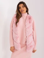 Women's fur vest in light pink color