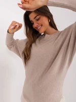 Beige plain knit sweater