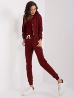 Women's burgundy tracksuit with bomber sweatshirt