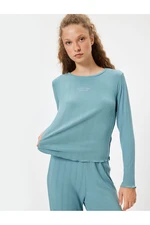 Koton Modal Fabric Pajama Top Long Sleeve Crew Neck