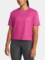 Tmavo ružové dámske športové tričko Under Armour Vanish Energy Emboss Crop SS