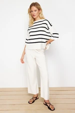 Trendyol Ecru Striped T-Shirt Look Knitwear Two Piece Set