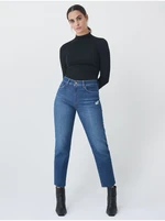 Tmavě modré dámské zkrácené straight fit džíny Salsa Jeans - Dámské