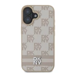 Zadní kryt DKNY PU Leather Checkered Pattern and Stripe pro Apple iPhone 16, růžová