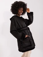 Black women's winter coat with pockets