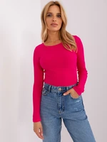 Fuchsia women's basic blouse with long sleeves