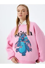 Koton Stitch Oversize Sweatshirt Crew Neck Raised Printed Licensed