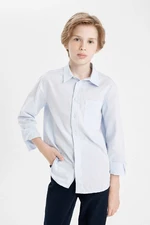 DEFACTO Boys Polo Collar Oxford Long Sleeve Basic Plain School Shirt