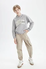 DEFACTO Boys Cargo Pocket Waist Tie Elastic Leg Jogger Gabardine Trousers