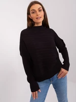 Black women's asymmetrical sweater with wool