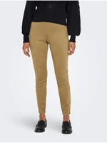 Beige women's trousers in suede finish ONLY Jo - Women