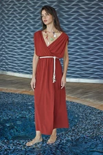 Trendyol Tile Belted Maxi Woven Beach Dress