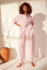 Trendyol Pink 100% Linen Oversize Shirt