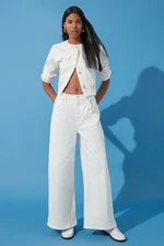 Trendyol White More Sustainable Elastic Waist High Waist Extra Wide Leg Palazzo Jeans