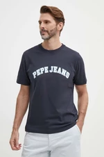 Bavlněné tričko Pepe Jeans tmavomodrá barva, s potiskem