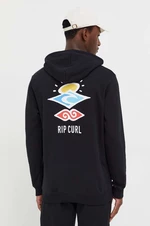 Mikina Rip Curl pánská, černá barva, s kapucí, s potiskem