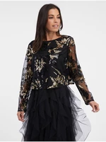 Black women's patterned blouse with sequins ORSAY