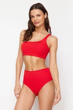 Trendyol Red One Shoulder High Waist Regular Bikini Set