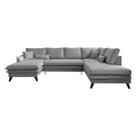 Ciemnoszara rozkładana sofa w kształcie litery "U" Miuform Charming Charlie, prawostronna