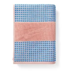 Niebiesko-różowy ręcznik kąpielowy z bawełny organicznej frotte 70x140 cm Check – JUNA