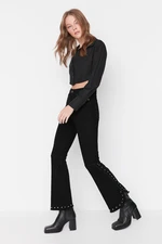 Trendyol Black Trock Detail High Waist Crop Flare Jeans