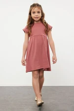 Trendyol Dusty Rose Girl's Ruffle Short Sleeve Knitted Dress