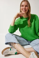 Happiness İstanbul Women's Green Oversize Knitwear Sweater