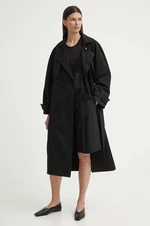 Bavlněný trenčkot AERON PIPPA černá barva, oversize, AW24RSCO114473