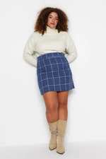 Trendyol Curve Blue Plaid Patterned Skirt