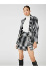 Koton Blazer Tweed Jacket One-Button Pocket Detailed