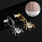 Sexy Belly Button Ring Free Punching Spider Fake Navel Ring Without Hole Copper Inlaid Zircon Pendant For Women Body Jewelry