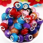 10Pcs Cut Faceted Plastic Resin Large Hole Beads Fit Pandora Bracelet Charm Bangle Necklace Women DIY Chain for Jewelry Making