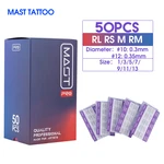 50pcs/Box Mixed Size RL/RS/RM/M Sterilized Mast Tattoo PRO Cartridge Needles Permanent for Tattoo Machine Supply 0.3mm/0.35mm