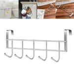 Hooks Over The Door 5 Hooks Home Bathroom Organizer Rack Clothes Coat Hat Towel Hanger Bathroom Kitchen Accessories