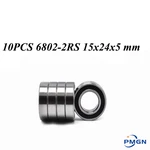 10PCS ABEC-5 6802-2RS High quality 6802RS 6802 2RS RS 15x24x5 mm Thin Wall Rubber seal Deep Groove Ball Bearing