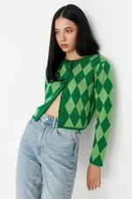 Trendyol Green Crop Knitwear Cardigan