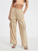 Beige Ladies Rustle Trousers with Pockets ONLY Karin - Ladies