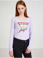 Light purple Ladies T-shirt with print Guess - Women