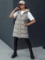 Women's quilted vest with hood TAMIRA beige Dstreet