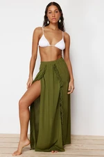 Trendyol Khaki Maxi Woven Tassel Skirt