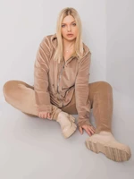 Plus size beige velour set