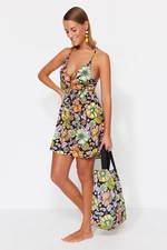 Trendyol Květinový vzor Mini Woven Cut Out / Window Beach Dress