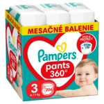 PAMPERS Pants Nohavičky plienkové jednorázové 3 (6-11 kg) - mesačná zásoba 204 ks