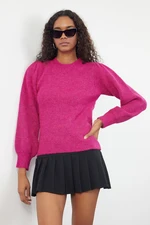 Trendyol Fuchsia Soft Textured Crew Neck Knitwear Sweater