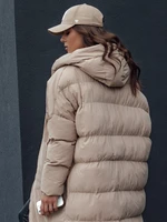 Women's long winter oversize jacket with hood MELVIN dark beige Dstreet