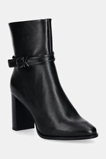 Nízké kozačky Calvin Klein HEEL ANKLE BOOT 85 W/HW LTH dámské, černá barva, na podpatku, HW0HW02185