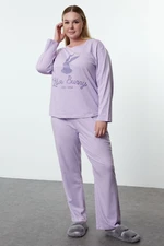 Trendyol Curve Lila Lola Bunny Licensed Knitted Pajama Set