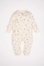 DEFACTO Baby Boy Newborn White Tied Patterned Long Sleeve Jumpsuit