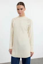 Trendyol Ecru Pearl Detailed Knitwear Sweater